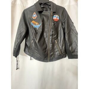 Torrid Insiders Collection Patch Moto Jacket Faux Leather Small  H53
